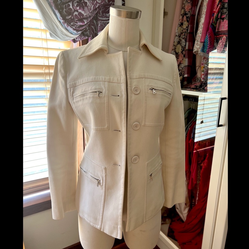 Auth Prada Cream Utility Jacket Euro sz 40 (XSM-Petite)